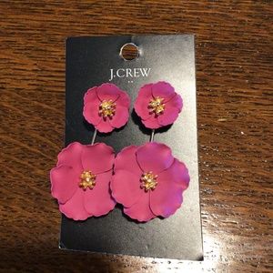 J Crew Hot Pink flower dangle earrings New, never worn